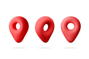 3D Three red location pin icons, an Object Illustration by Abscent