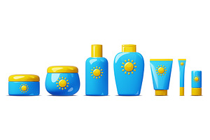 Cartoon 3d sun protect cosmetics, an Object Illustration by YummyBuum
