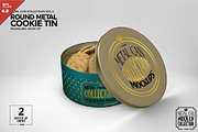 Metal Round Cookie Tin Mockup, a Cups & Container Mockup by INCDesign (Thumbnail 1 of 8)