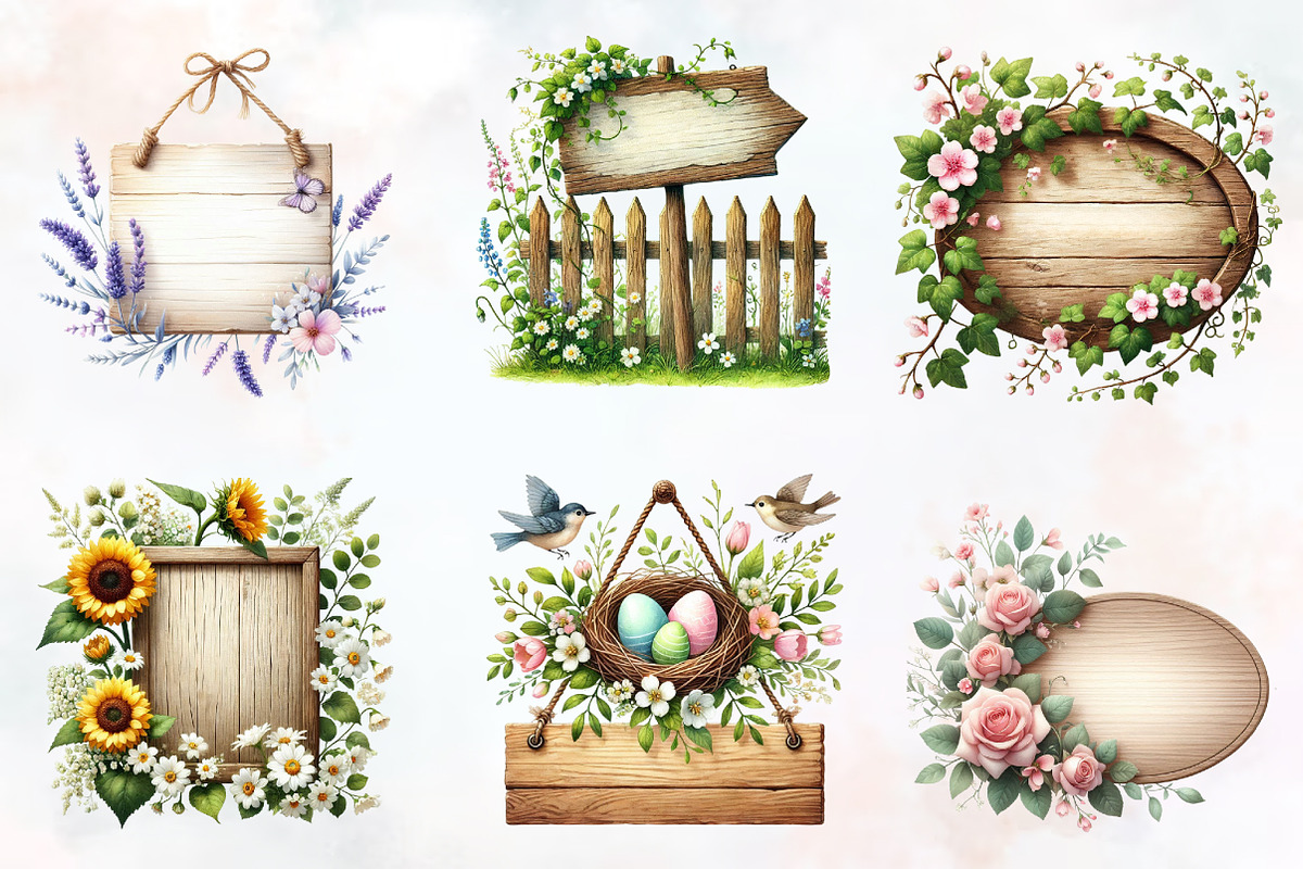 Spring Wooden Signs Clipart, an Illustration by RobertsArt (Photo 7 of 7)