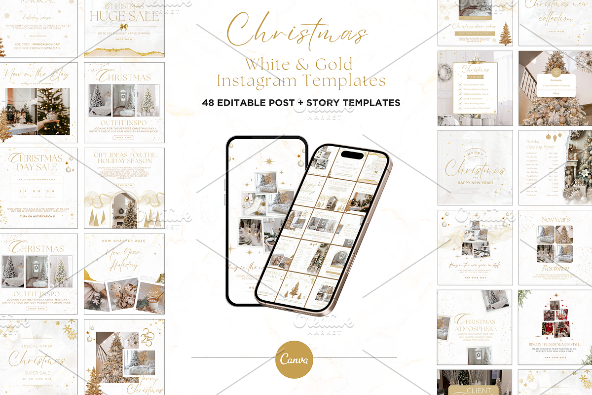 Christmas Instagram Templates Canva, a Social Media Template by Studio Eburnean (Photo 2 of 4)