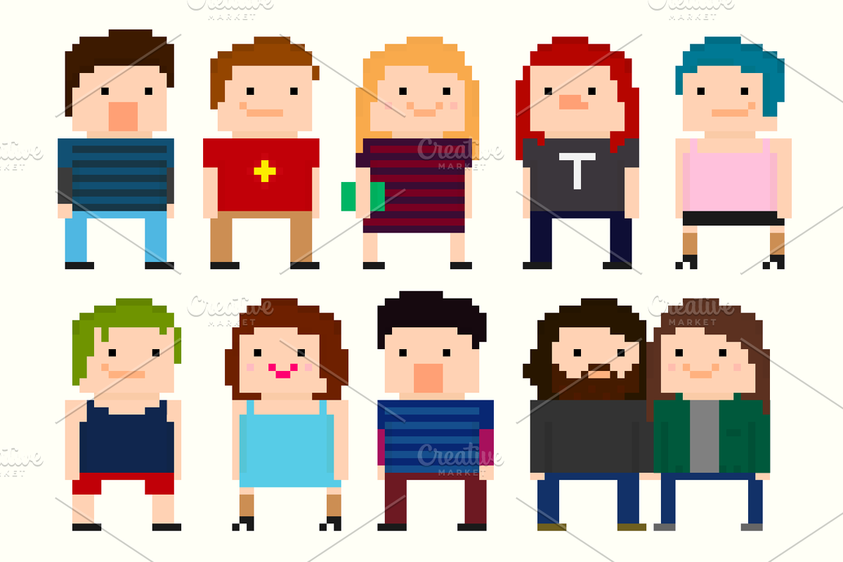 54 Vector Pixel Art characters, a Person Illustration by chewkotski (Photo 4 of 8)