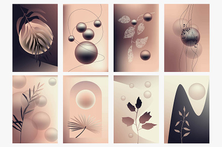 Abstract gradient shapes & plants