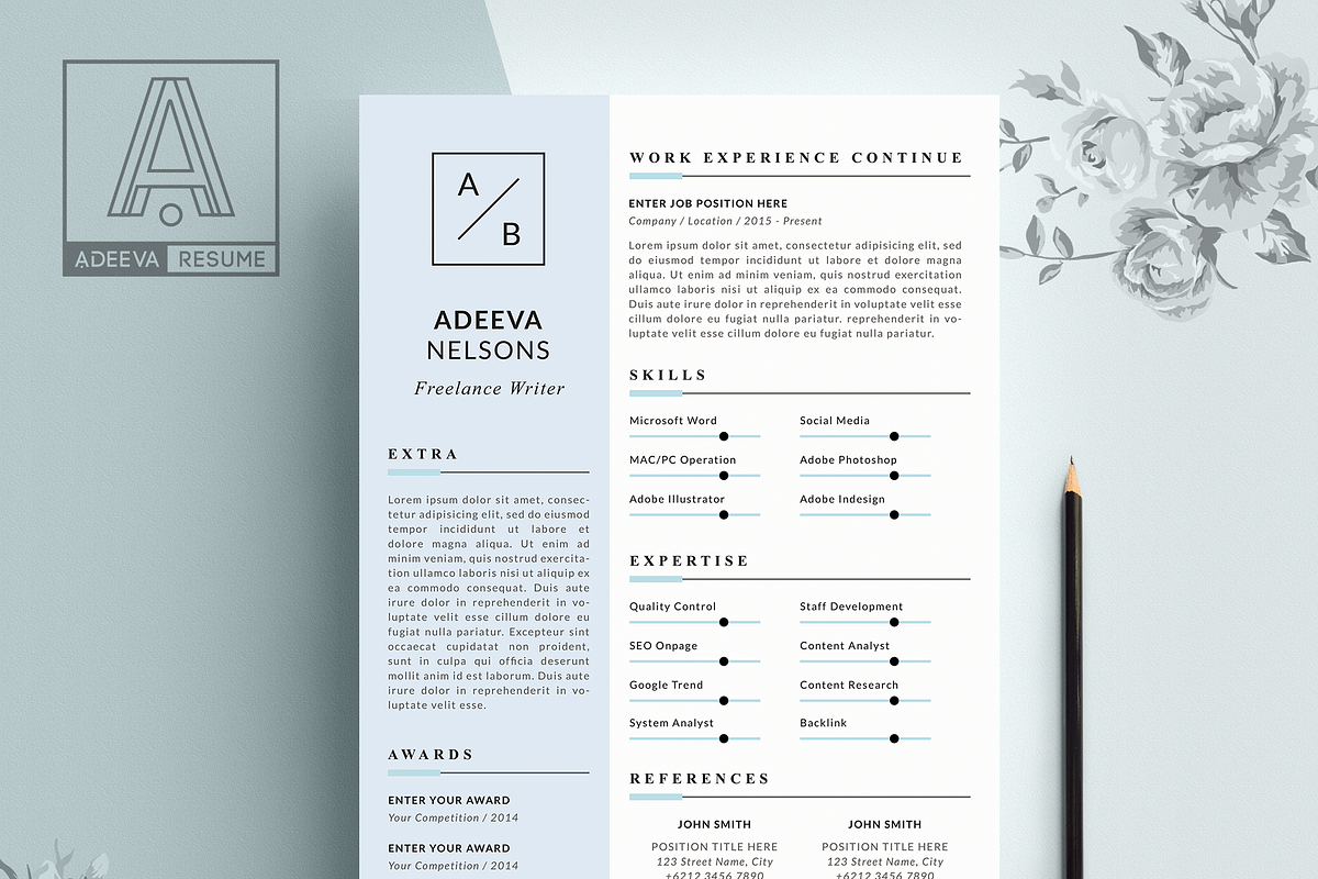 Simple Resume Template Nelson, a Resume Template by AdeevaResume (Photo 2 of 4)