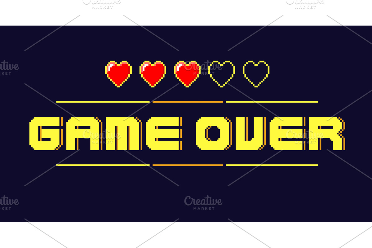 Pixel text with red heart on dark, a Technology Illustration by Vectorbuum