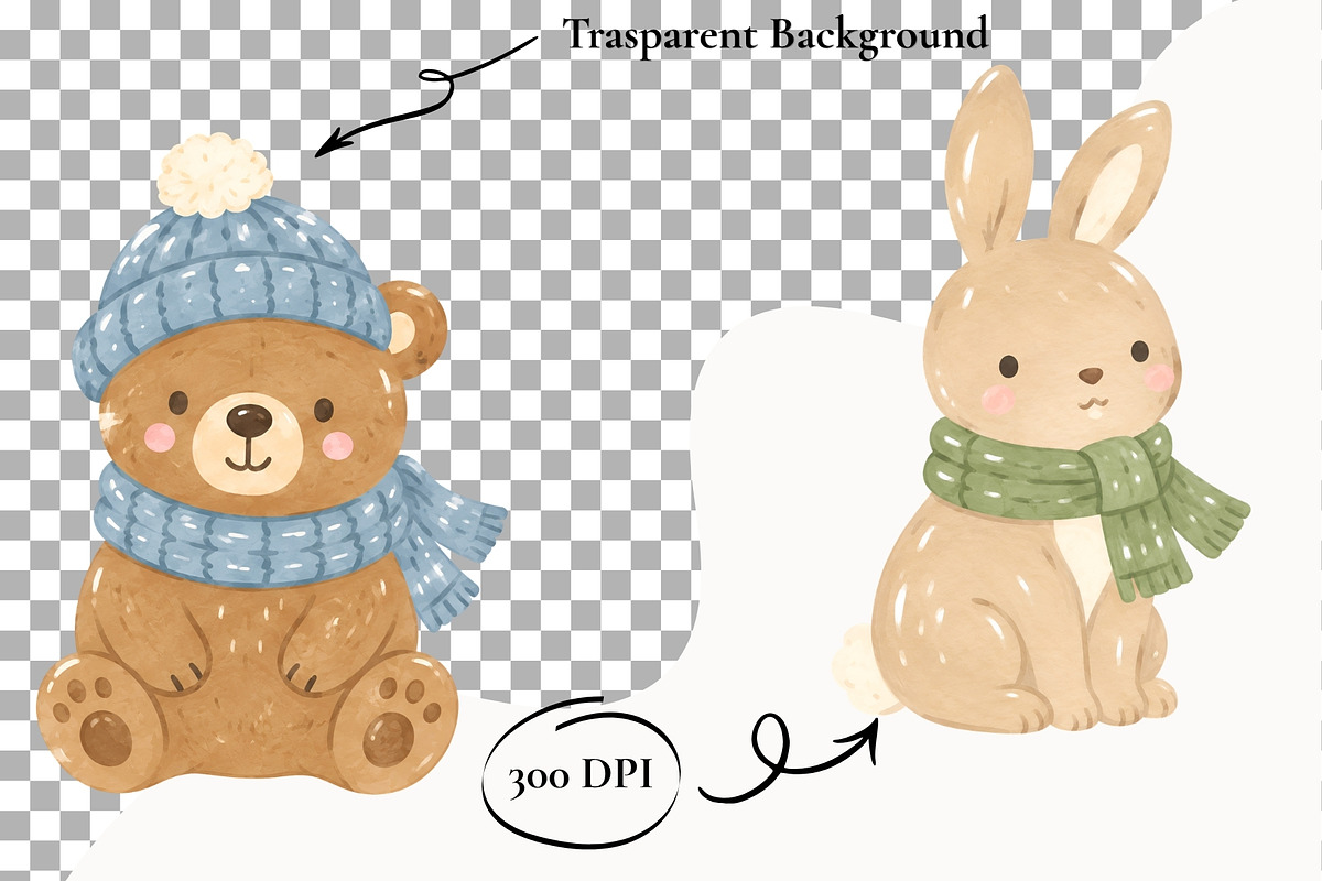 Winter Woodland Animals Clipart PNG, a Seasonal Illustration by SugarCloudStudioArt (Photo 2 of 6)