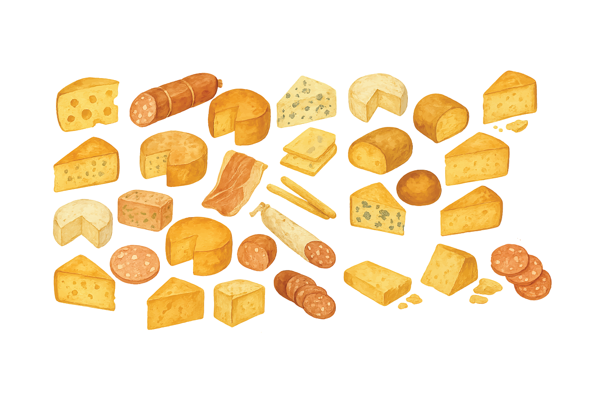 Cheese and Charcuterie Set, an Object Graphic by nikagraphic