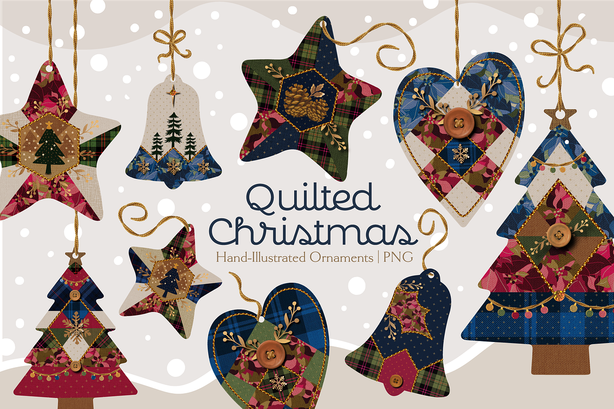 Quilted Christmas Ornaments, an Object Graphic by Caroline Maria (Photo 1 of 12)