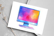 Watercolor Office Time Clipart, an Illustration by Canvas Craft (Thumbnail 4 of 7)
