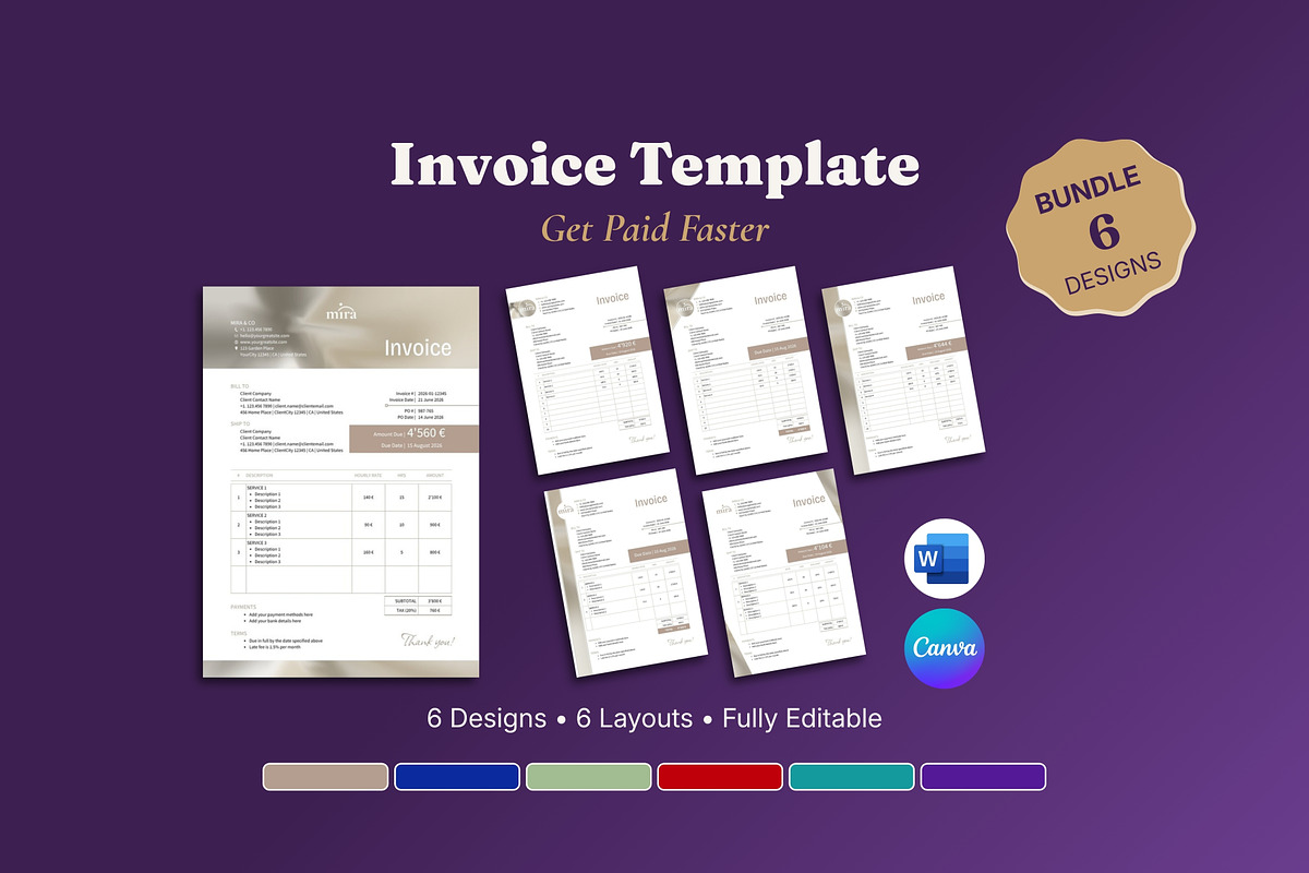 Invoice Templates 6 Designs Word, a Stationery Template by B2 Studio (Photo 1 of 18)
