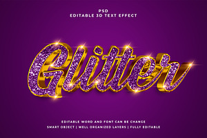 Glitter 3d psd Text Effect Style
