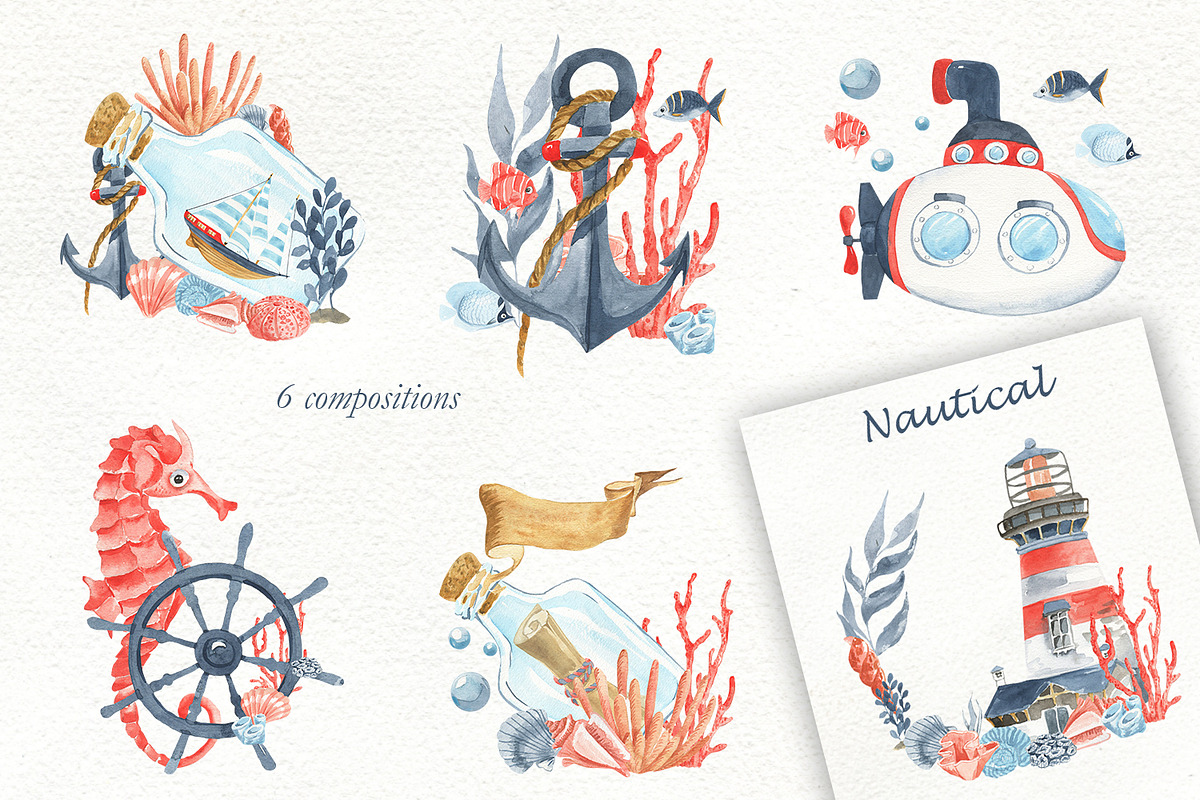 Marine set watercolor, an Animal Illustration by Love Watercolor Store (Photo 3 of 6)