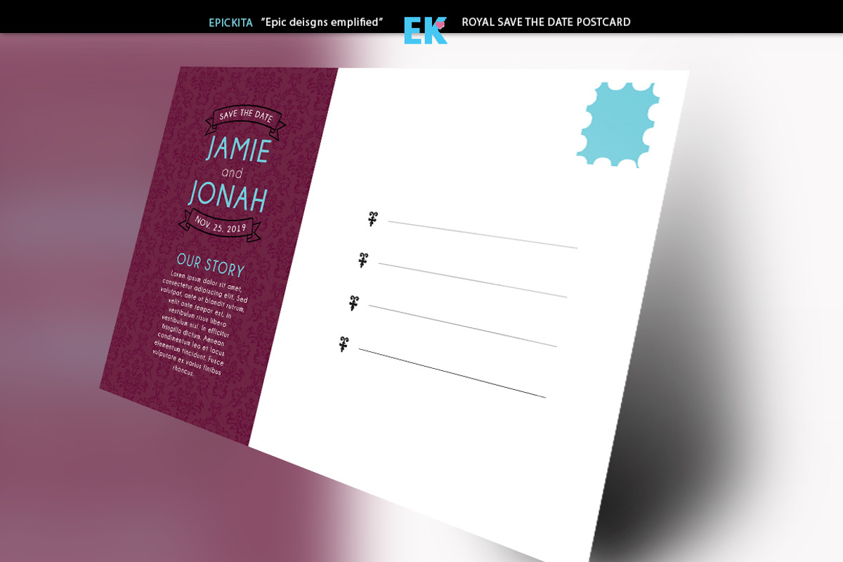 Royal Save the Date Postcard, a Flyer Template by Epickita (Photo 2 of 4)