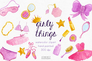 Watercolor girly things