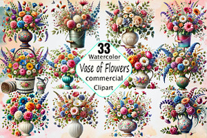 Watercolor Vase of Flowers Sublimati, an Illustration by SVGArt