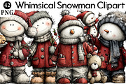 Whimsical Snowman Christmas Clipart, an Illustration by Daily.Designs (Thumbnail 1 of 5)