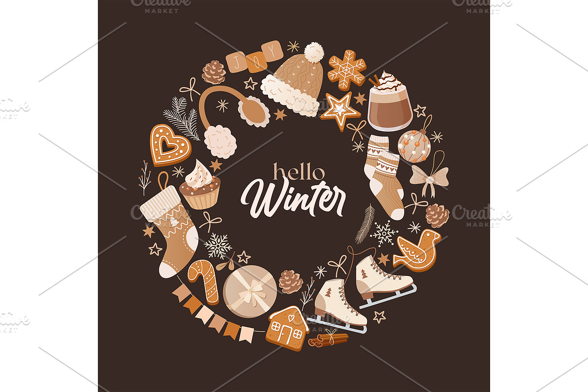 Stylish holiday winter illustration, a Decorative Illustration by Elen_Art