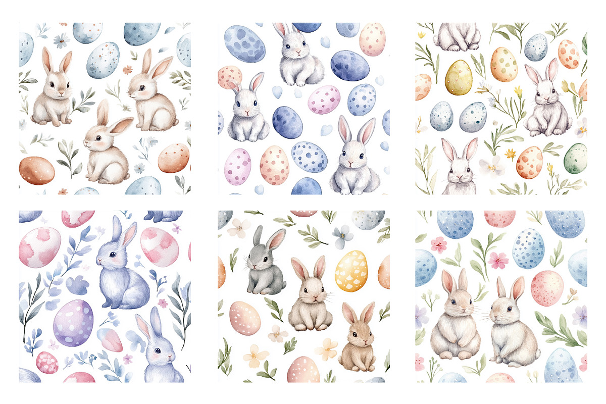 Bunny & Egg Patterns, an Illustration by SinaCreation (Photo 2 of 5)