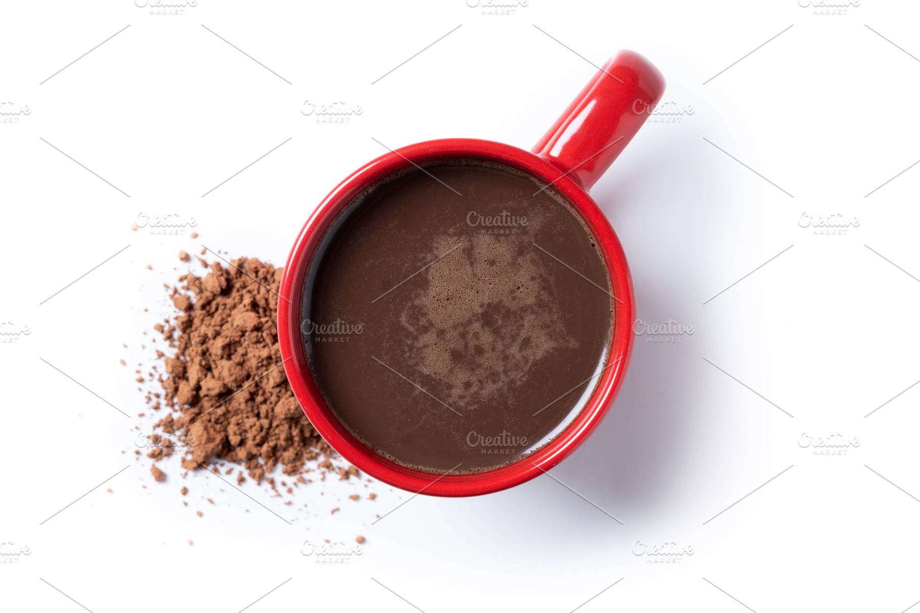 Hot chocolate in red ceramic mug, a Food & Drink Photo by etorres69