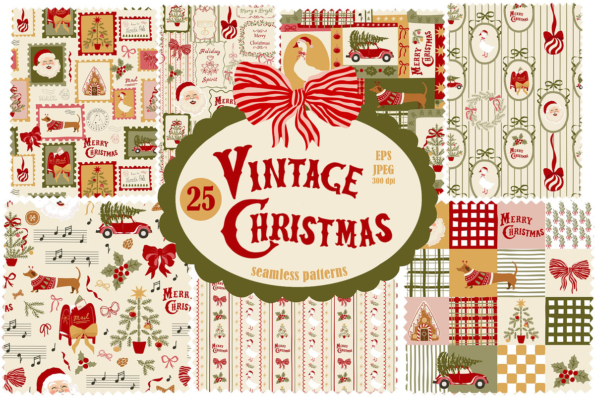 Vintage Christmas patchwork, a Pattern Graphic by Tani Kuzminka (Photo 1 of 27)