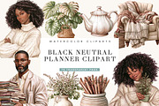 Black Neutral Planner Clipart Bundle, a Person Illustration by BusyDaydesign (Thumbnail 1 of 9)