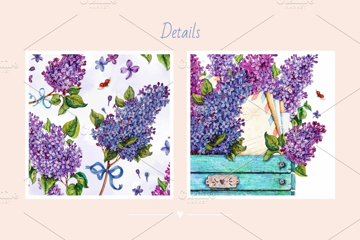 Lilac. Watercolor, a Decorative Illustration by Ekaterina Mikheeva (Photo 5 of 6)