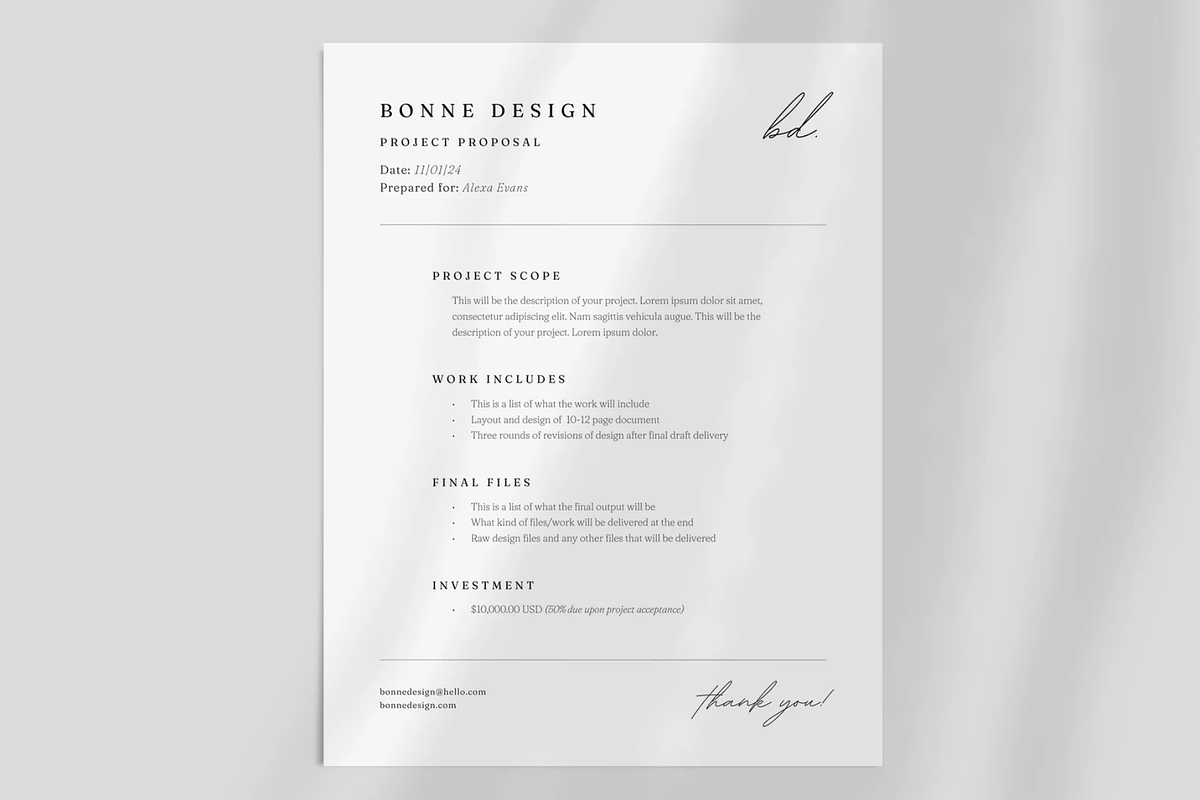 Minimalist Project Proposal Template, a Stationery Template by frommakertomaker (Photo 3 of 4)