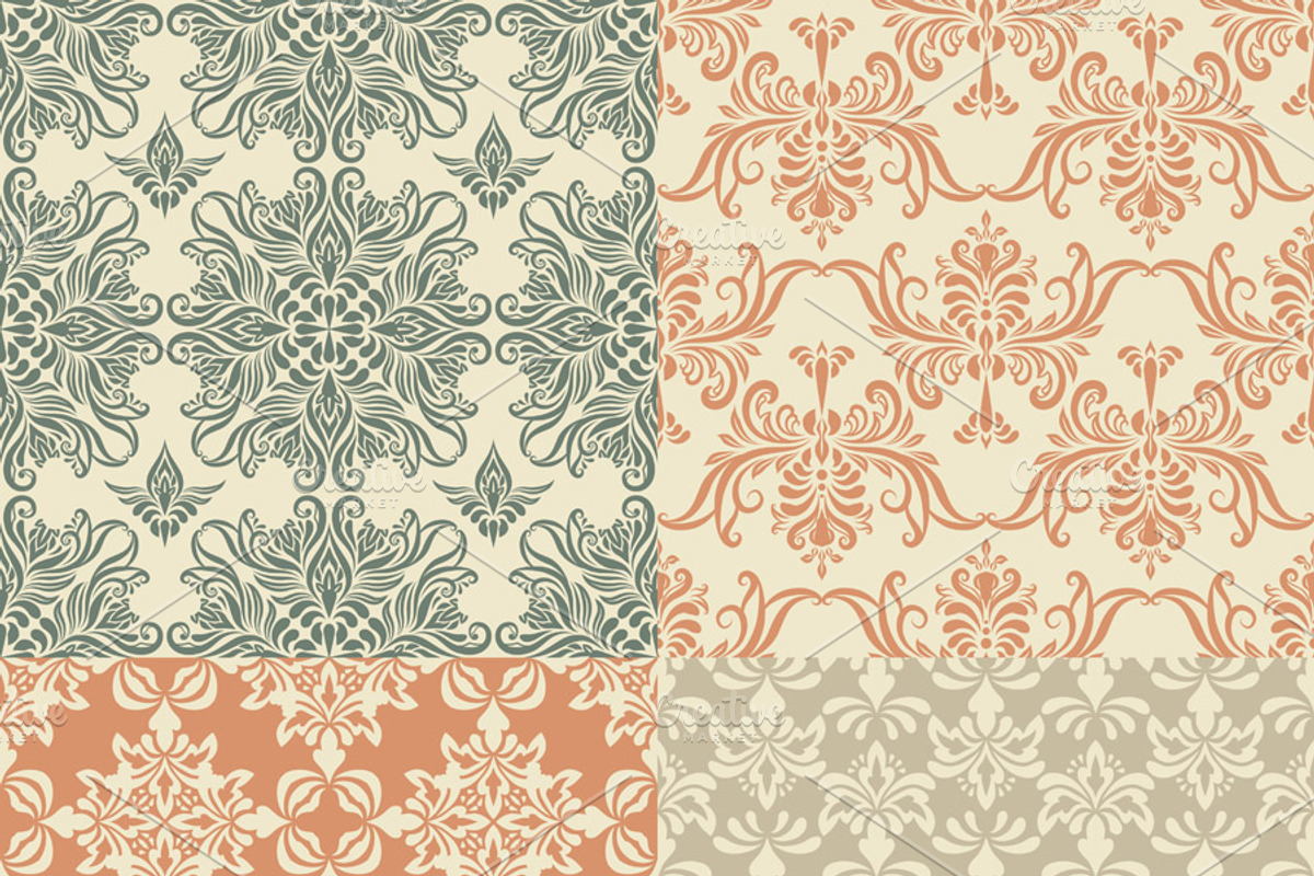 4 Vector Seamless Vintage Patterns