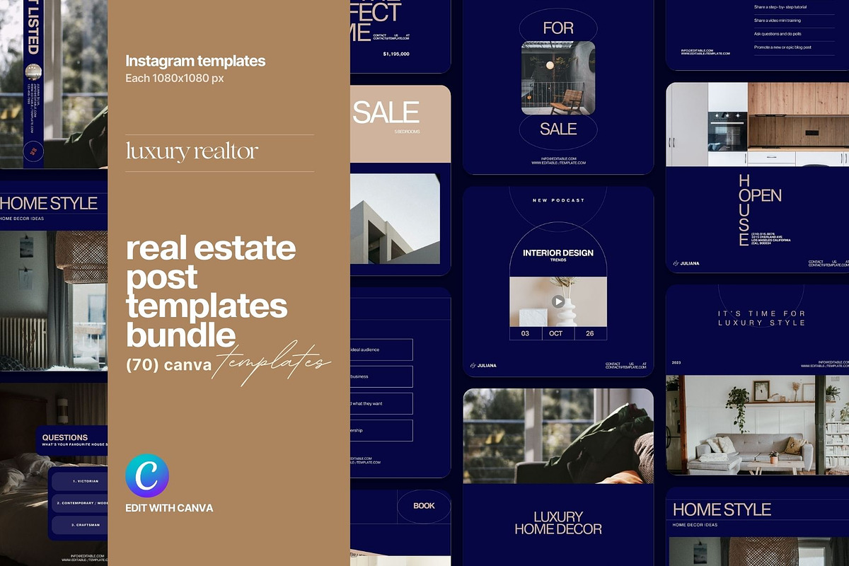 Real Estate Instagram Post for Canva, a Social Media Template by Prapti Design (Photo 1 of 10)