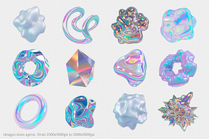 Holo Iridescence 3D Shapes Graphics