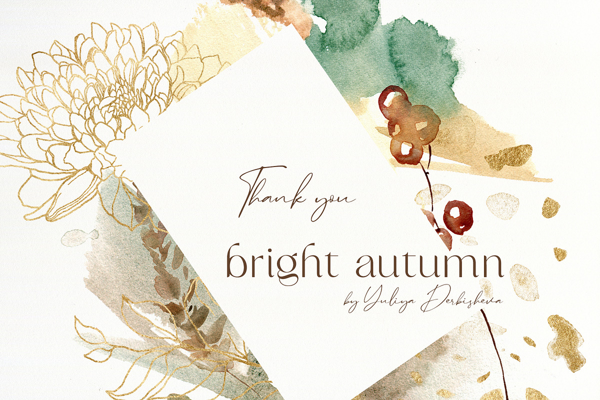 Autumn fall watercolor flowers, a Decorative Illustration by Yuliya Derbisheva (Photo 13 of 13)