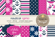 Nautical Digital Papers, a Pattern Graphic by JennyL Designs (Thumbnail 1 of 2)