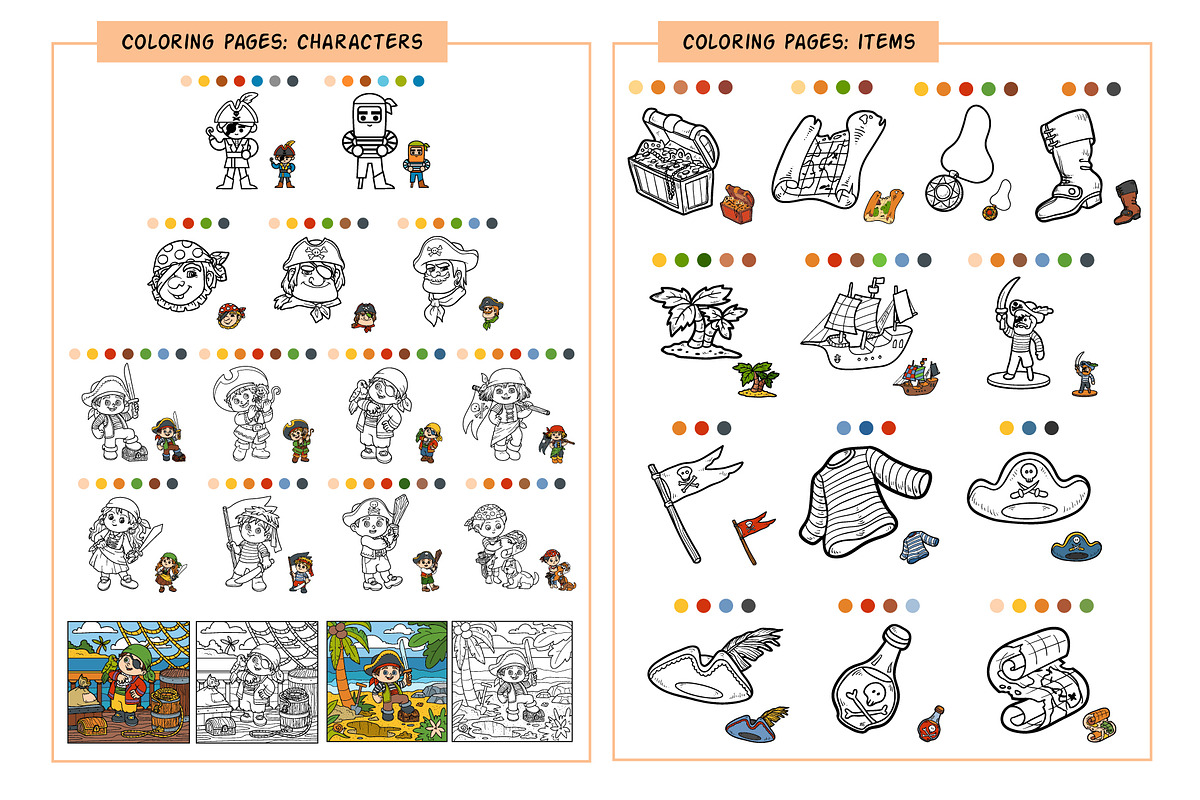 Pirate cartoon set of activity games, an Education Illustration by Ksenya Savva (Photo 6 of 10)
