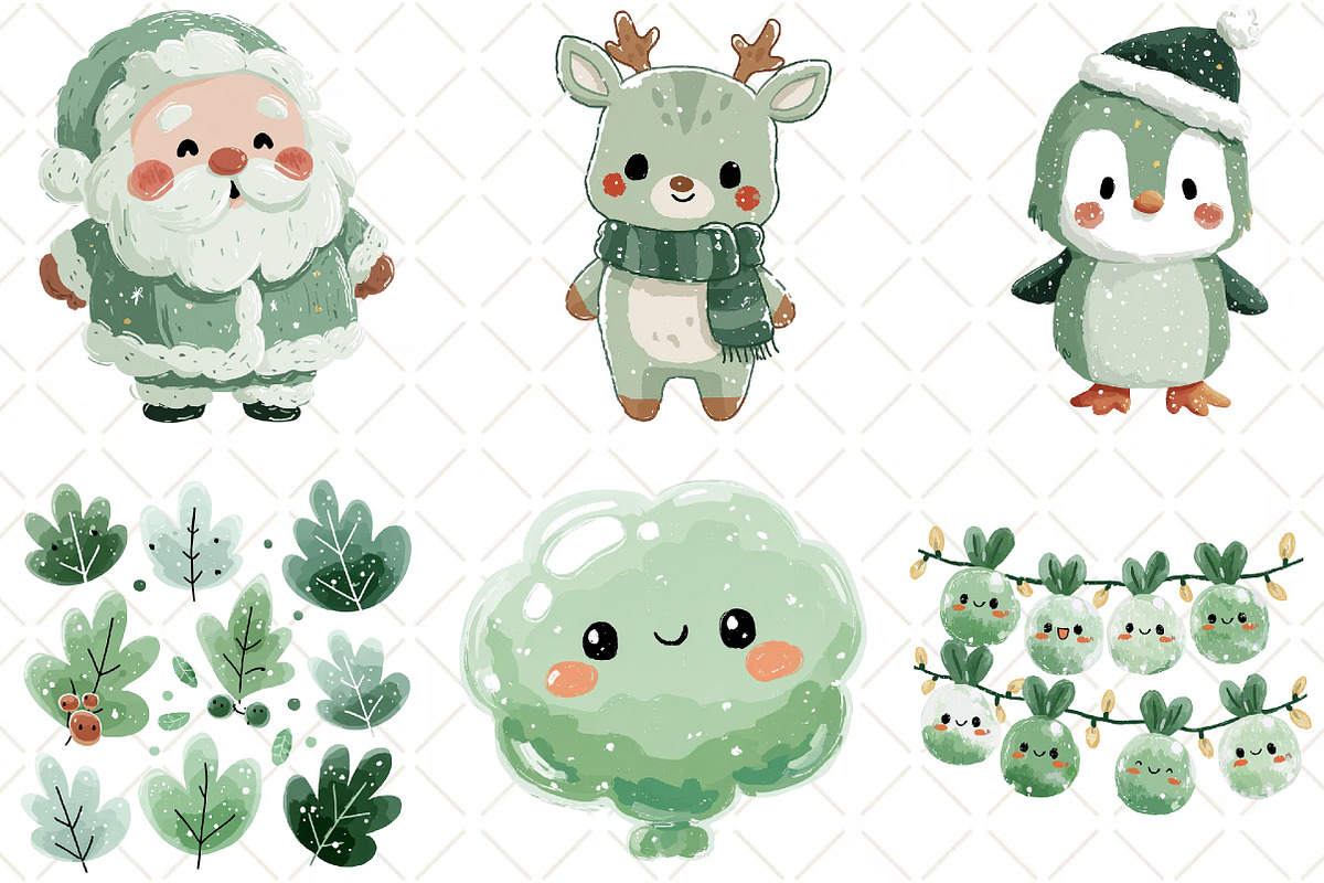 Watercolor Cute Christmas Clipart, an Illustration by Black Bird Studio (Photo 3 of 6)