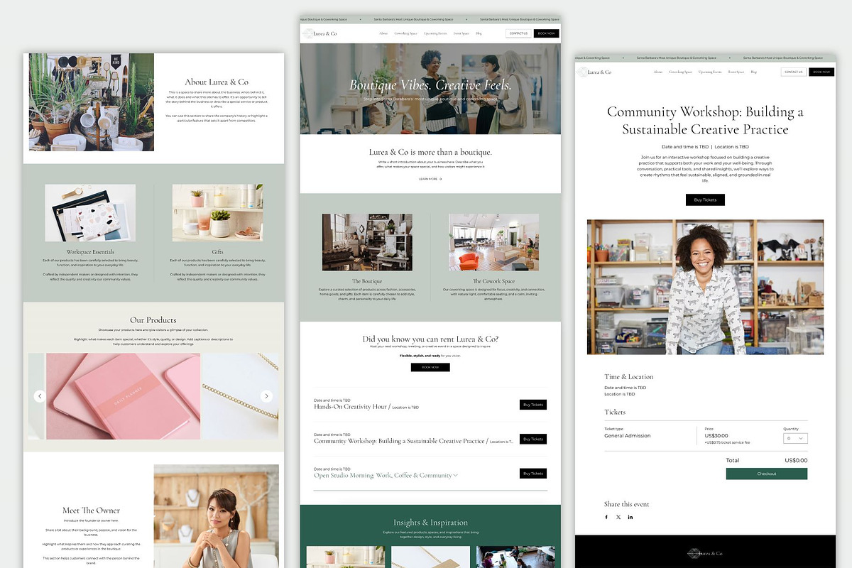 Wix Studio Template Boutique/Events, a Wix Template by concreteandpalm (Photo 2 of 6)