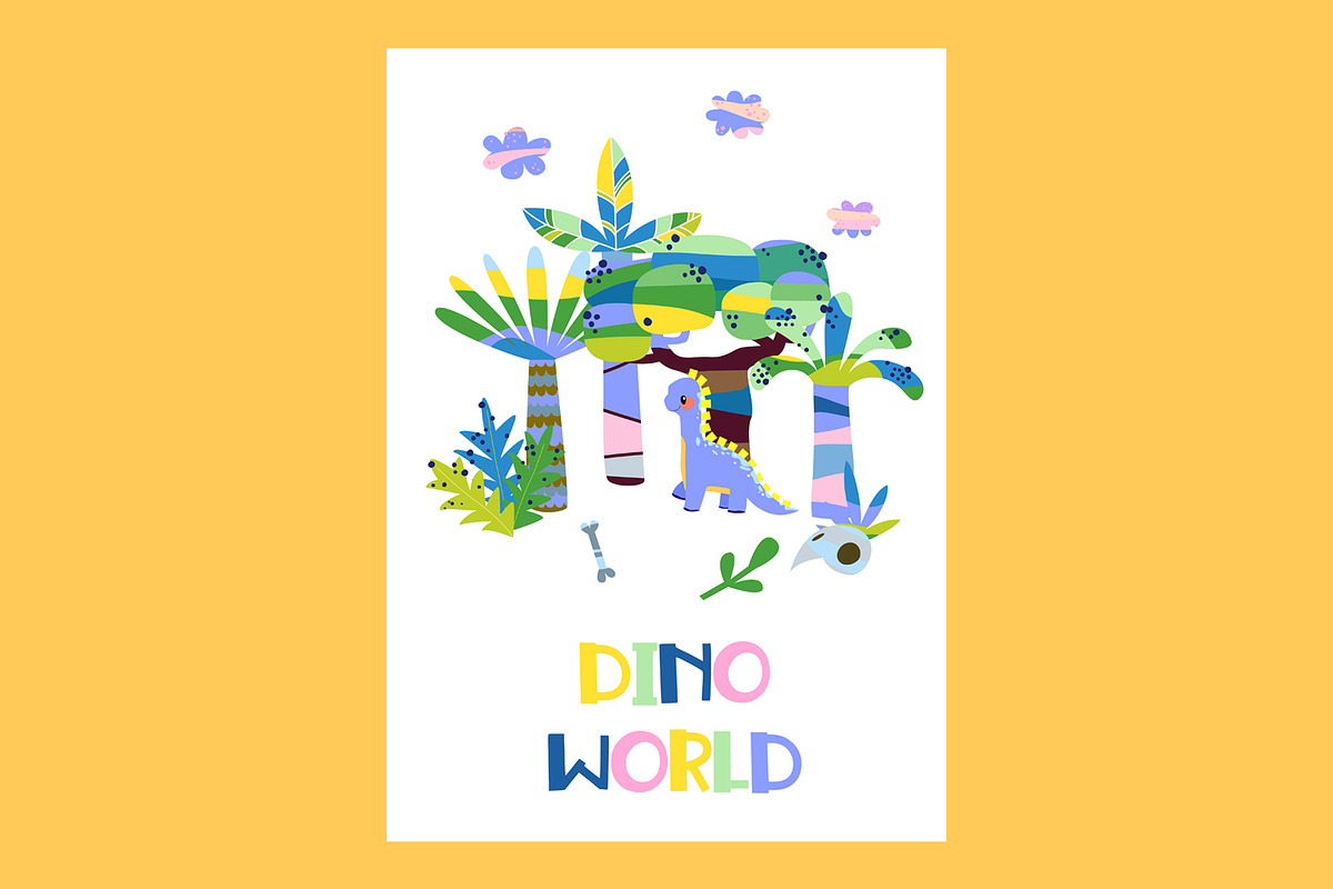 Cute Cartoon Cards with Dinosaurs, an Animal Illustration by the_myro (Photo 3 of 10)