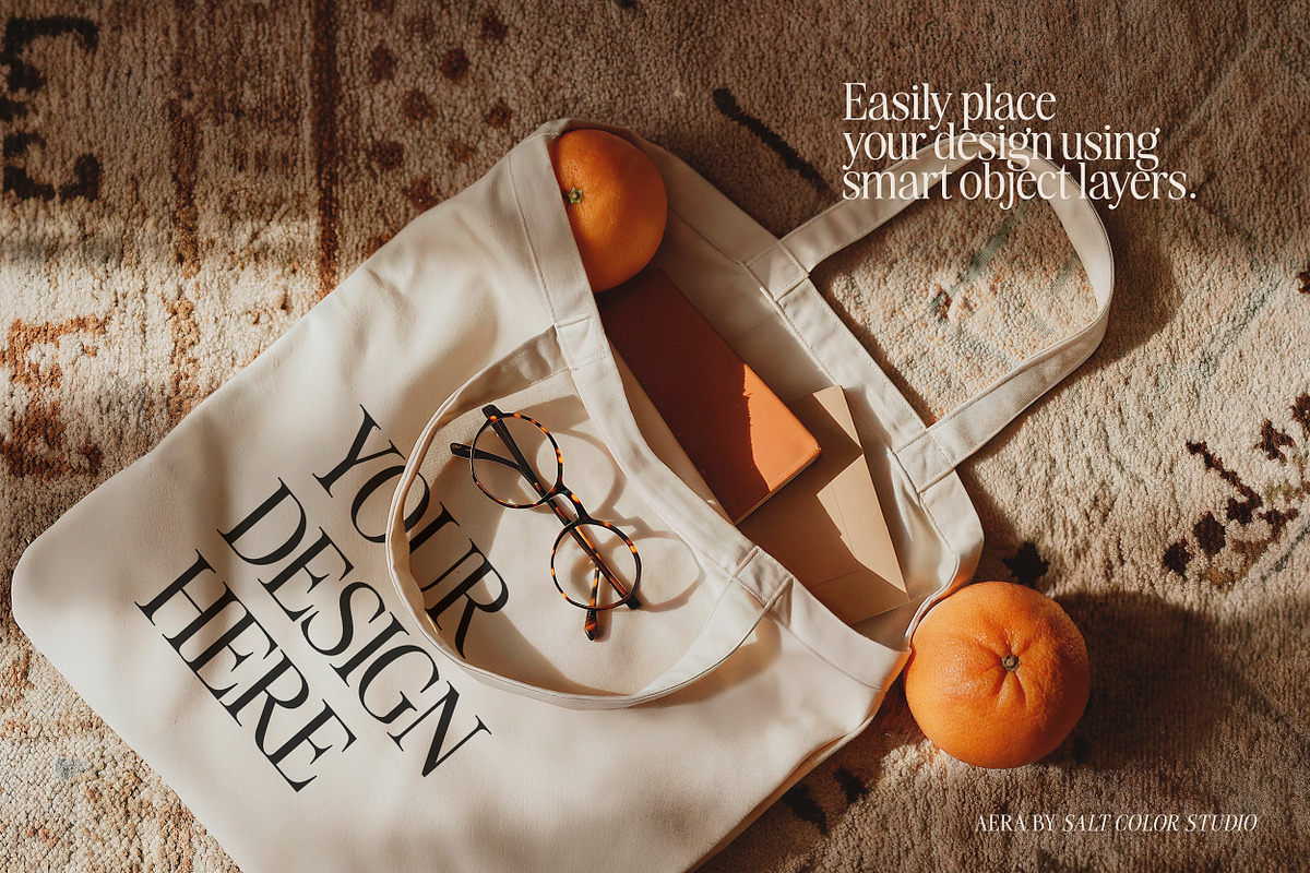 Aera Tote Bag Mockups, a Packaging Mockup by Salt Color Studio (Photo 3 of 9)