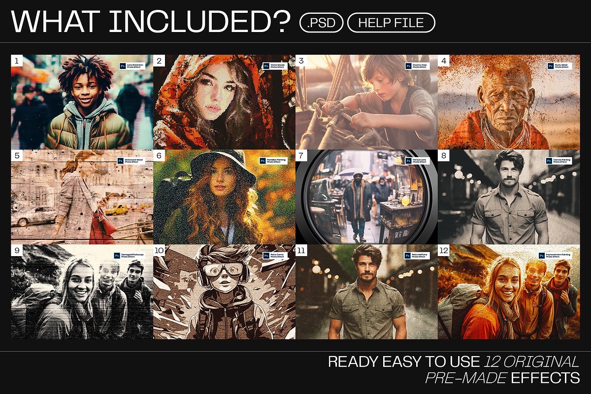 12 Photo Effect Templates, a Layer Style Add-On by iDoodle Studio (Photo 2 of 6)