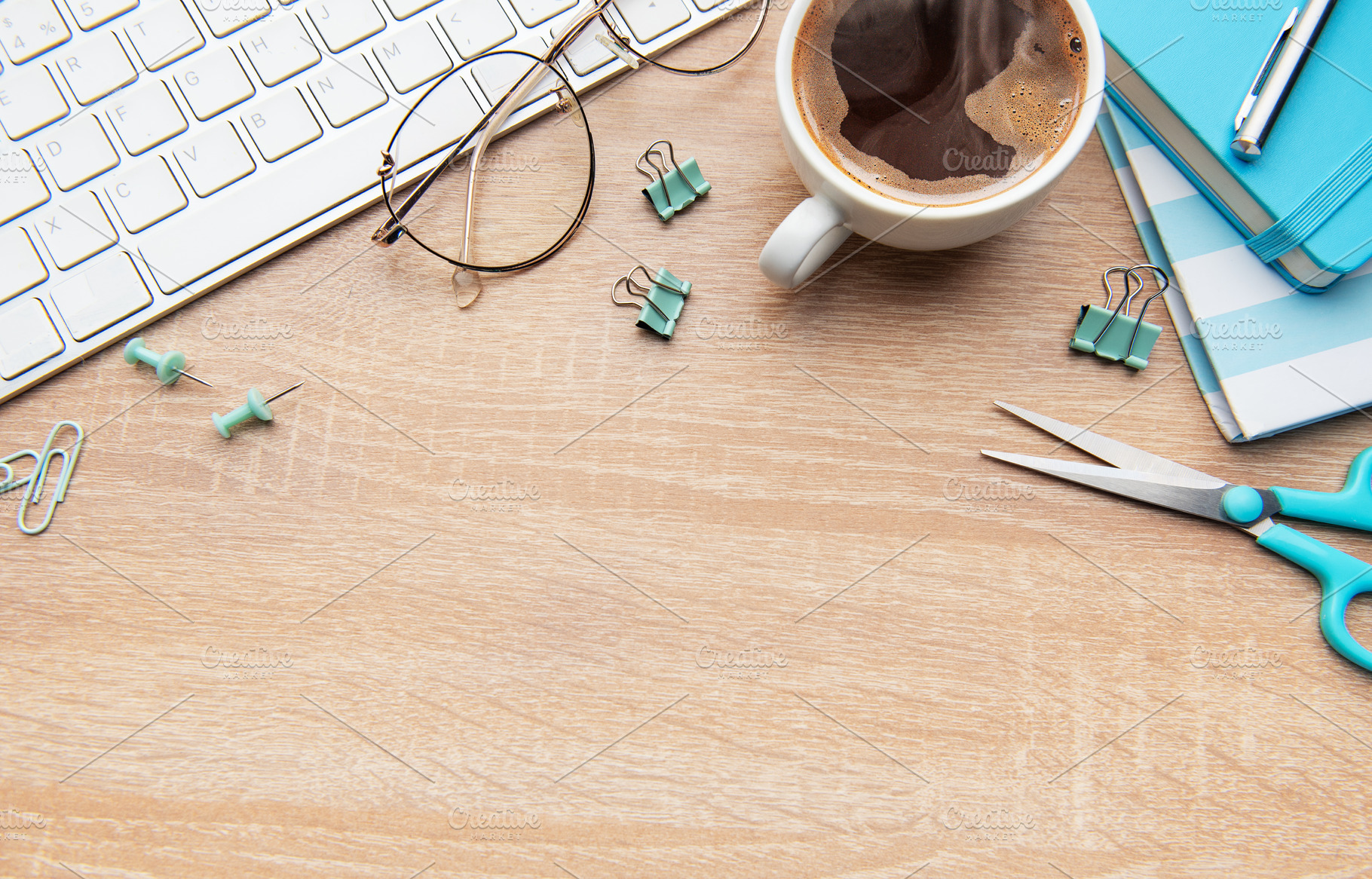 Overhead view of a modern desk with business essentials, a School & Education Photo by Olena Rudo