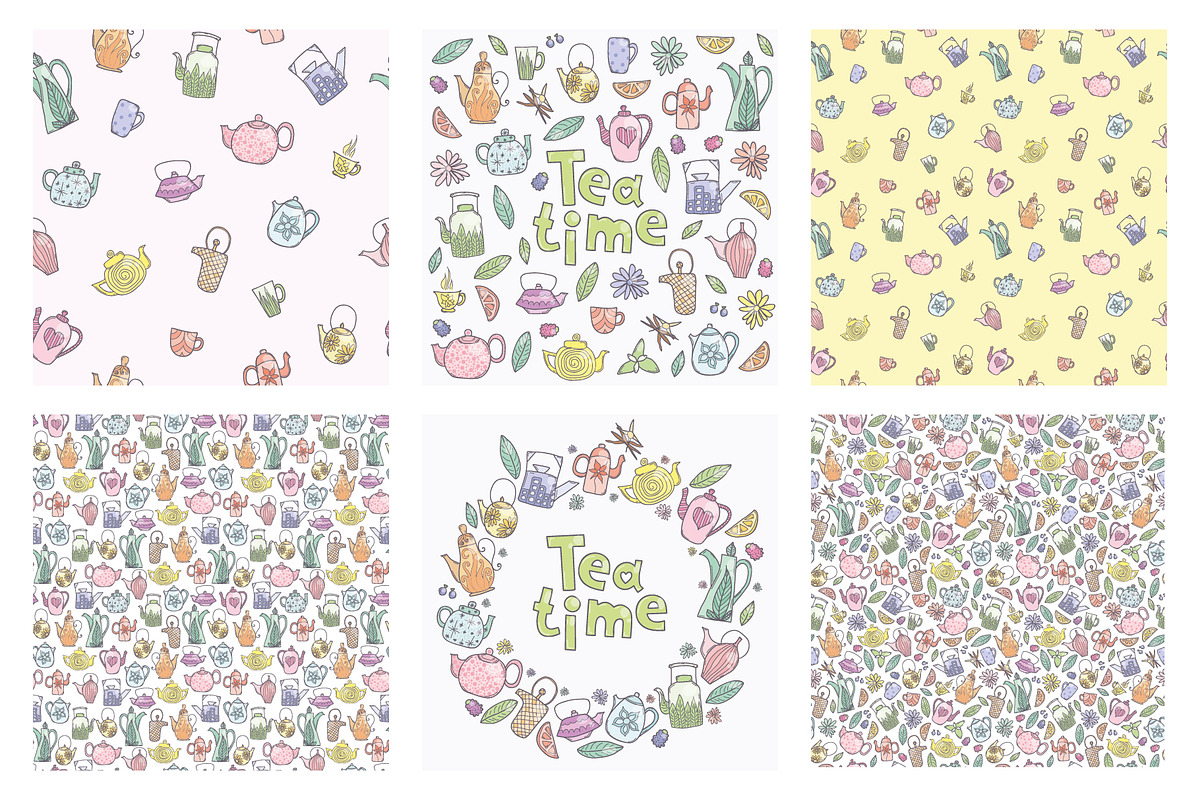 Tea time doodle bundle., a Pattern Graphic by altanaka (Photo 2 of 3)