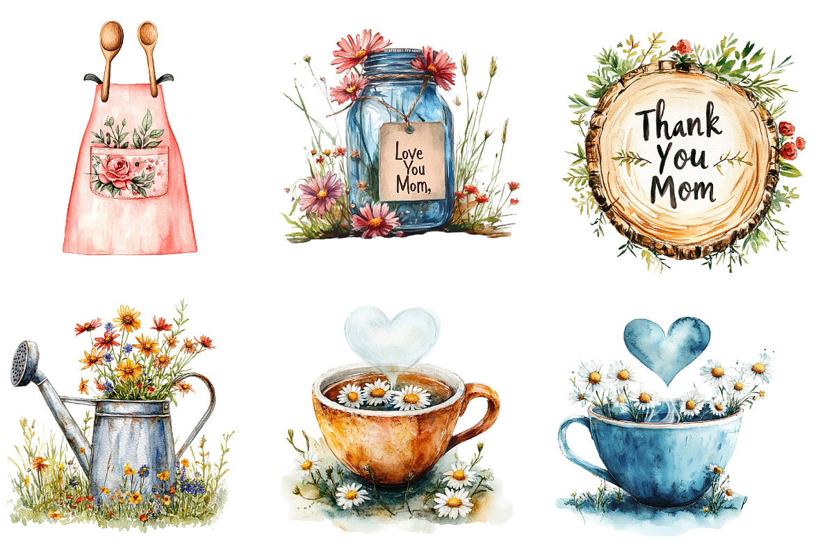 Rustic Mothers Day Clipart, an Illustration by DreamArtGraphic (Photo 3 of 4)