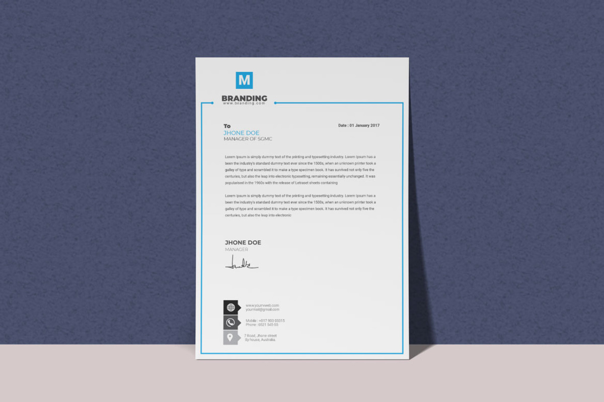 Professional Letterhead Template, a Stationery Template by BrandlyTemplate (Photo 1 of 3)