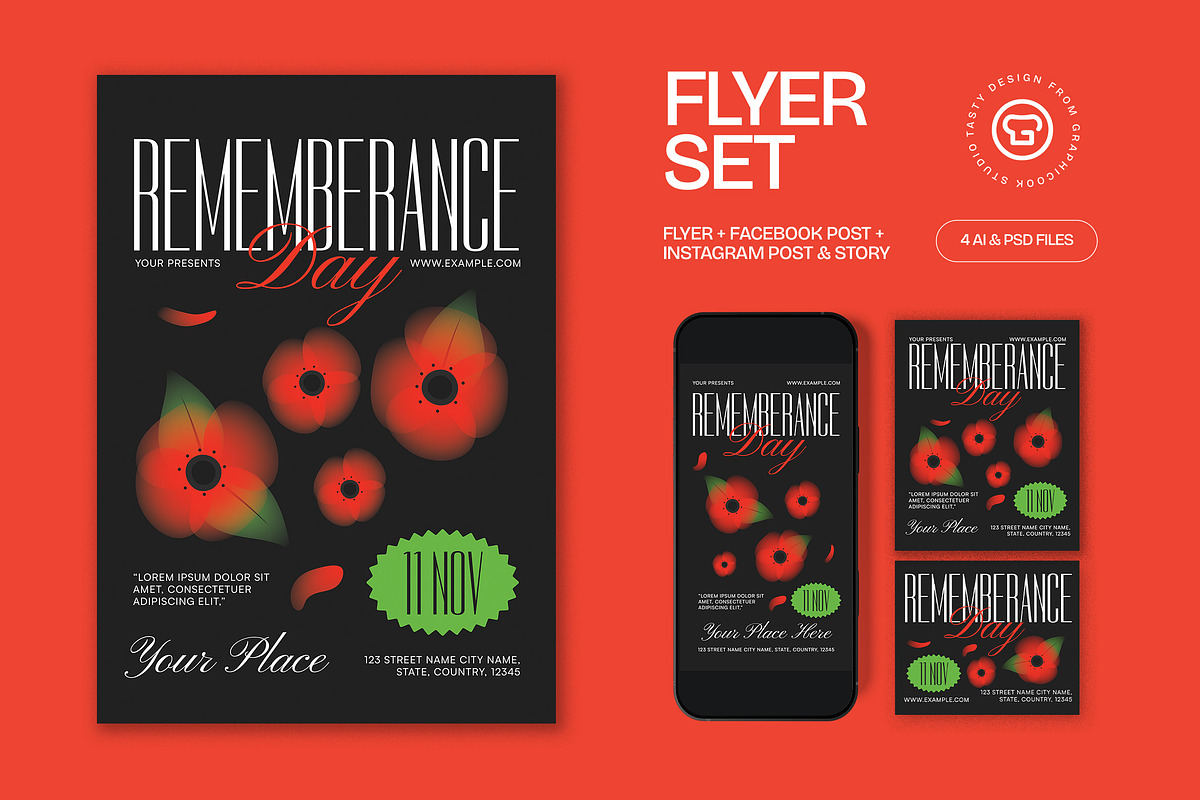 Remembrance Day Flyer, a Flyer Template by graphicook