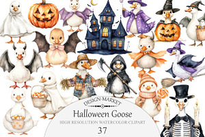Whimsical Halloween Goose Clipart, an Illustration by Design Market