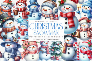 Christmas Snowman Clipart Bundle, an Illustration by SinaCreation