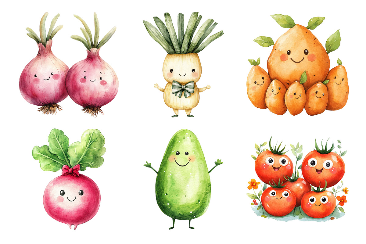 Cute Vegetables Sublimation Clipart, an Illustration by Daily.Designs (Photo 2 of 5)