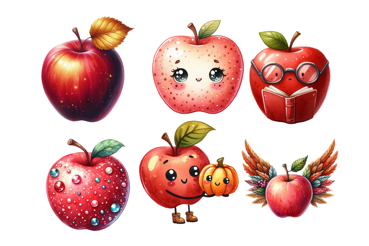 Watercolor Autumn Apple Clipart, an Illustration by Daily.Designs (Photo 3 of 5)