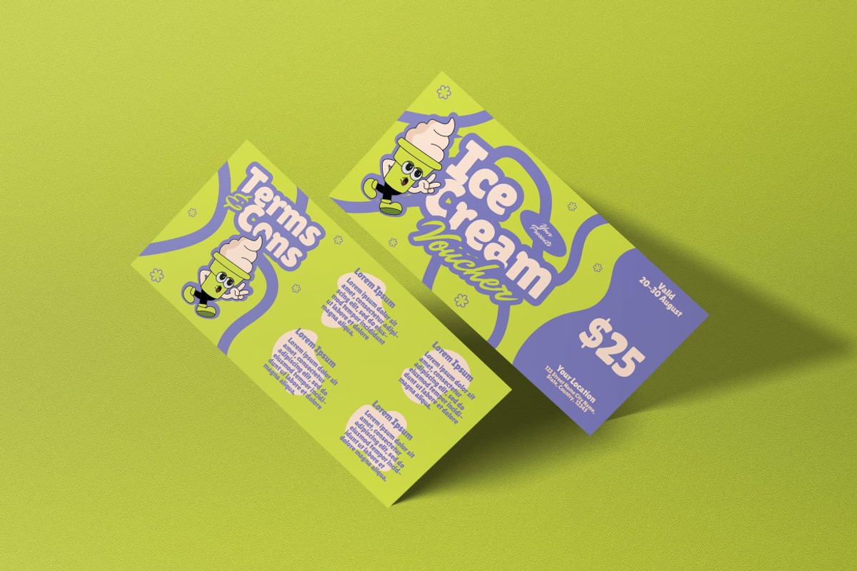 Ice Cream Shop Voucher, a Card Template by graphicook (Photo 3 of 3)