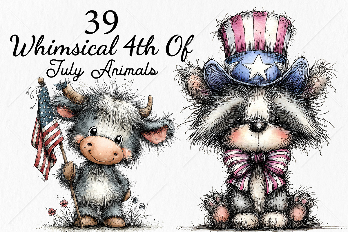 Whimsical 4th Of July Animals PNG, a Seasonal Illustration by Canvas Craft (Photo 1 of 10)