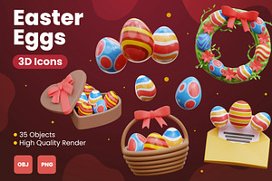 Easter Eggs 3D Icons, an Object 3D Model by Rakata Studio